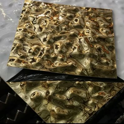 Нержавеющая сталь S304 201 Золотое зеркало с узором ряби на воде для декора стен