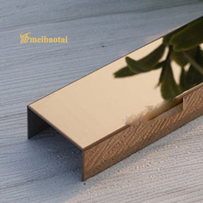 Хорошая цена PVD Rose Gold Coated Stainless Steel U Channel Tile Trim с толщиной 0,65 мм и шириной U15 мм для декоративных стен онлайн