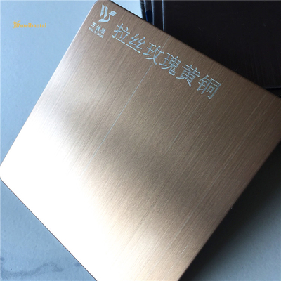 Anti Finger Print Hairline Stainless Steel Sheet Rose Gold SS Decorative Plate 0.65mm Thickness
